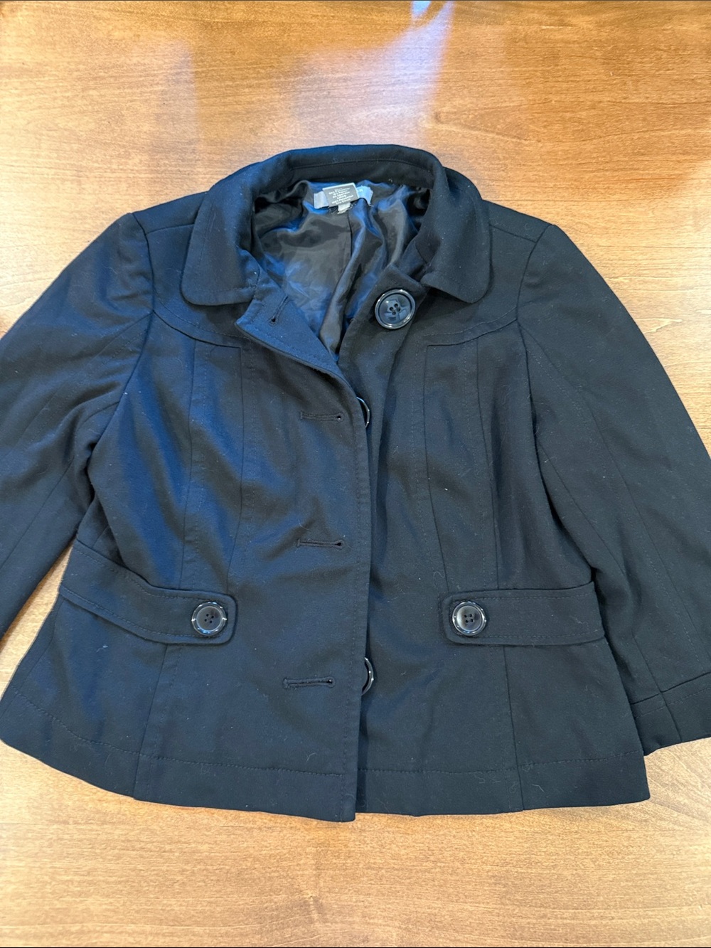 LOFT Black Cropped Button-Front Blazer